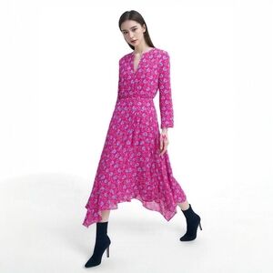 Maje Rayina Asymmetrical Hem Floral Dress - Feminine Bloomcore Resort - Size S